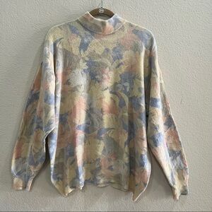 ASPHALT Womens Wool Blend Butter Yellow Floral Sweater Sz M-L Boho Casual